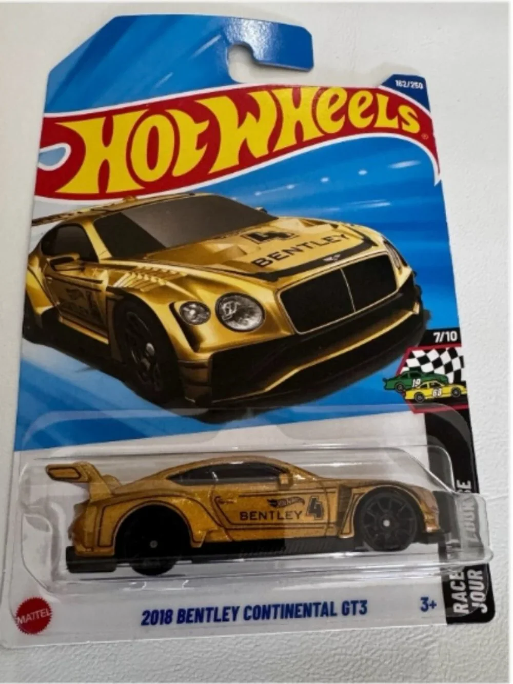 Hot Wheels 2018 Bentley Continental GT3 Gold Race Day 7/10 162/250 New Sealed
